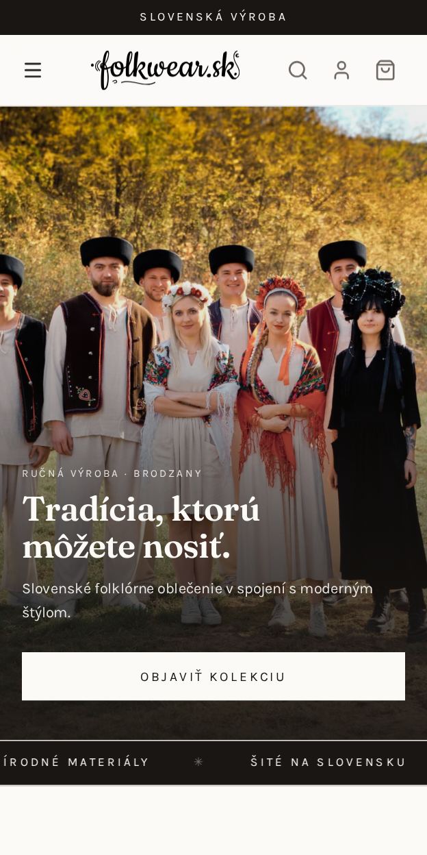 Náhľad webu Folkwear na mobile