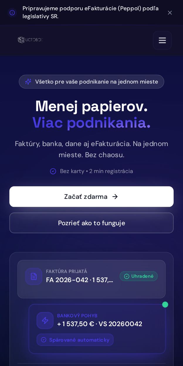 Náhľad webu ÚčtoBox na mobile